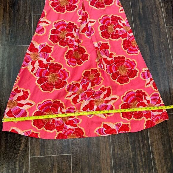 LOFT Textured Floral Linen Blend Strappy Maxi Dress SZ 10 - Picture 11 of 13